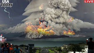 Horrible Today Tonga Underwater Volcano Explosi Trigger Tsunami more than 150 million lightn strik [upl. by Egiedan989]