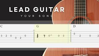 Lead Guitar  Your Song  Elton John  Step By Step Lesson Guitar TAB For Beginner [upl. by Dowdell228]