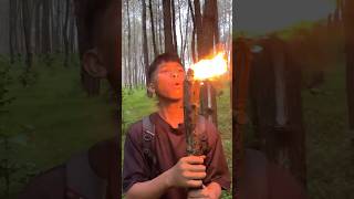 Survival skills the man made a torch fire to light it🔥camping survival bushcraft outdoors [upl. by Almeta452]