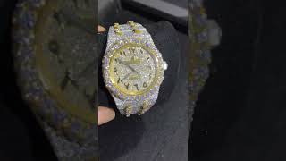 Moissanite watch diamondchain blingjewelry customjewel fingerbling goldcuff goldbling custom [upl. by Matias]