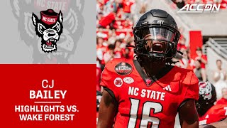 NC State QB CJ Bailey Highlights vs Wake Forest [upl. by Ynafets]