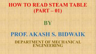 How to Read Steam Table Part  01 [upl. by Jere]