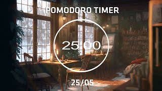 255 Pomodoro Timer  Cozy Coffee Shop with lofi for Relaxing Studying and Working ❄️  4 x 25 min [upl. by Mischa]