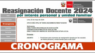 Cronograma y Precisiones para el proceso de Reasignación Docente 2024  Ver Normativa [upl. by Missy]