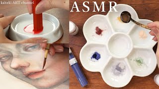 【ASMR】日本画で人物を描く作業音 Part 1🎧Painting Sound Making Nihonga Portrait [upl. by Leigh]