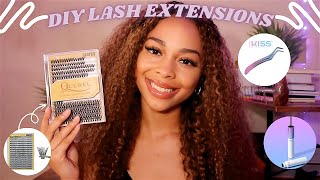 DIY Lash Extensions At Home  Amazon QUEWEL Clusters amp KISS Falscara Kit [upl. by Anahsohs503]