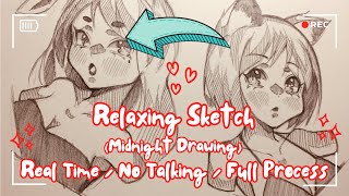 Rain Relaxing Sketch  Cant Sleep so I Draw  Real Time  Full Process  No Talking [upl. by Matthia]