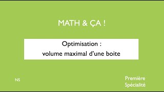 Optimisation volume maximal dune boite [upl. by Stelmach]