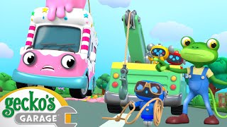 Rocket Powered Ice Cream Truck  Geckos Garage  Cartoons For Kids  Toddler Fun Learning [upl. by Dibrin356]