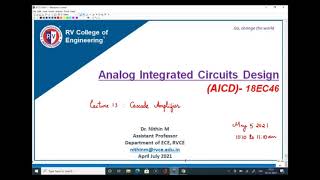 Lecture 13 Cascode Amplifier  Unit 1 [upl. by Ani]