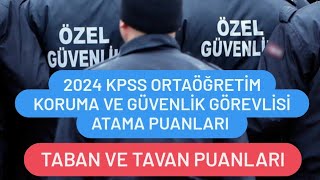 2024 KPSS ORTAÖĞRETİM GÜVENLİK GÖREVLİSİ ATAMA PUANLARI  KORUMA VE GÜVENLİK TABAN VE TAVAN PUANLARI [upl. by Latouche]