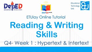 Hypertext and Intertext  Reading and Writing Skills  SHS Quarter 24 Week 1 [upl. by Wei]