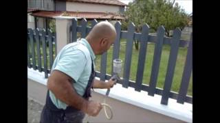 βαφή κάγκελα  Painting iron railings [upl. by Urbanus789]