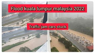 7 March 2022 rain storm bukit jalil Traffic jam cars stuck [upl. by Marigolde]