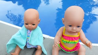 Baby Born dolls Summer Morning Routine feeding and changing baby dolls [upl. by Hakaber498]