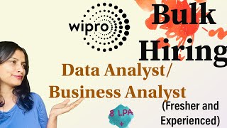 Data Analyst Business Analyst BULK HIRING by Wipro  Fresher or Experience  8 Lpa jobs [upl. by Akinuahs]