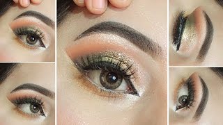 green eye makeup look for beginners  eye makeup for hodded eyes makeup by aamrin [upl. by Dorothy436]