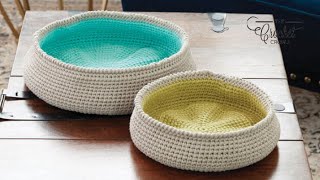 Crochet Color Pop Basket Bowls  EASY [upl. by Ydnem157]