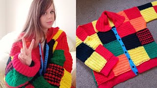 CROCHET EASY PATCHWORK CARDIGAN  Crochet The Iconic Patchwork Cardigan Tutorial [upl. by Nilekcaj]