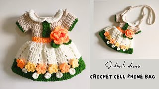 Crochet cell phone bagstep by step  subtitle [upl. by Annawik]