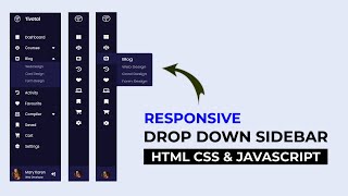 Responsive Dropdown Sidebar Menu using HTML CSS and JavaScript [upl. by Stiruc]