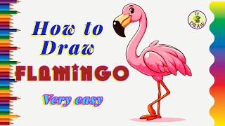 Flamingo drawing very easy  easy flamingo drawing  flamingo cartoon drawing [upl. by Enneiviv]