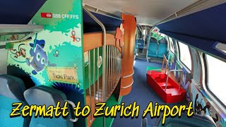 Swiss Train  Zermatt to Zurich Flughafen Train transfer at Visp [upl. by Sheline]