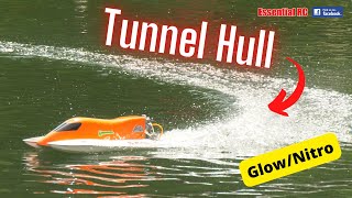 GlowNitro on the Water  RC GPL Tunnel Hull with OS21XM 35cc outboard engine [upl. by Aloz]