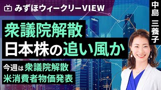 みずほ証券コラボ┃10月7日【衆議院解散、日本株の追い風か～今週は衆議院解散、米消費者物価発表～】みずほウィークリーVIEW 中島三養子【楽天証券 トウシル】 [upl. by Bellda]