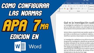 Como Configurar las Normas APA en WORD 7ma Edición [upl. by Airdnax]