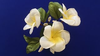 DIY ribbons FrangipanyFrangipani de cintasФранжипани из лент [upl. by Nauqe268]