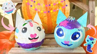 GABBYS Dollhouse Pumpkin Painting  DIY Crafts  Paint Cakey amp Mercat gabbydollhouse [upl. by Marika829]