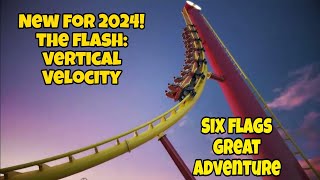 Six Flags Great Adventure NEW for 2024 The Flash Vertical Velocity [upl. by Araht]