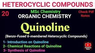 Quinoline  SYNTHESIS AND REACTION mscchemistrynotes heterocyclic notes itschemistrytime [upl. by Sitnalta]