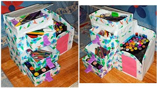 Diy Desk Organizer  Cardboard Crafts Easy [upl. by Rus]