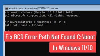 Fix BCD Error Path Not Found  C\boot In Windows 1110 Easy Solution [upl. by Niletak]