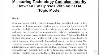 Measuring Technology Complementarity Between Enterprises With an hLDA Topic Model [upl. by Eaton]