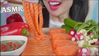 ASMR SALMON SASHIMI  SEAFOOD SAUCE  FRESH VEGGIES EATING SOUNDS NO TALKING  SASASMR [upl. by Aix743]