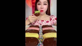 Asmr eating chocolate ice cream flavor avocado Crispy delicious short video [upl. by Eberle]