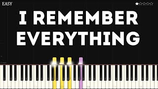 Zach Bryan  I Remember Everything  Easy Piano Tutorial [upl. by Desmond]