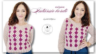 quotCrochet dautore Maglia Intarsio Bordo – Tutorial completoquot [upl. by Nrubliw]