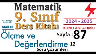 9 Sınıf Matematik Ders Kitabı sayfa 82  2024 2025  1 Tema Ölçme ve Değerlendirme  sayfa 87 [upl. by Larimor]