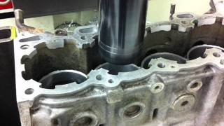 Machining the top sleeve register on a Nissan SR20 block for AEBS TSleeves [upl. by Boffa]