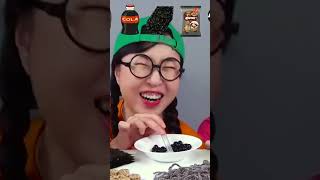 COLOR FOOD MUKBANG Green Pink BLACK DONA 도나 먹방 viral dona asmr [upl. by Siramay]