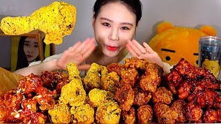 치킨4 Set 실화냐 슈프림양념 뿌링클닭다리 허니콤보 볼케이노윙봉 치킨 먹방 Mukbang [upl. by Nyledam734]