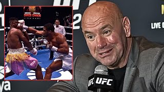 Dana White REACTION On Francis Ngannou Getting KOd By Anthony Joshua [upl. by Netti]