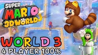 Super Mario 3D World  World 3 4Player 100 walkthrough [upl. by Valery]