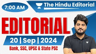 20 September 2024  The Hindu Analysis  The Hindu Editorial  Editorial by Vishal sir  Bank  SSC [upl. by Rafaelita]