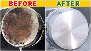 How to Clean the Bottom of a Pot or Pan  How to Clean your Pot with Baking Soda and Vinegar [upl. by Junia]