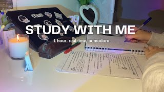 1HOUR STUDY WITH ME📚 pomodoro 255 real time background noise amp no music [upl. by Uhsoj]